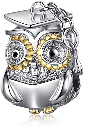 LaMenars Eule Charm for 925 Sterling Silver Für Frauen Armbänder Halsketten Dangle Anhänger für Weihnachten Valentinstag für Mädchen