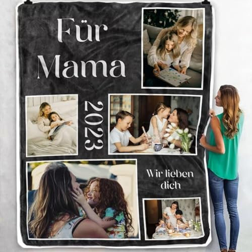 Aocase Muttertagsgeschenk Decke mit Foto und Text für Mama Kuscheldecke Geschenke zum Muttertag Geburtstagsgeschenk Muttertagsgeschenke Geschenk Geburtstag, Flanell