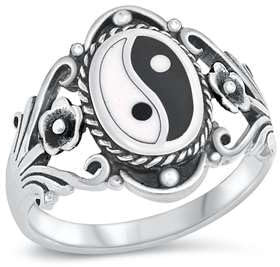 Sterling Silber 925 Yin Yang Ring 50