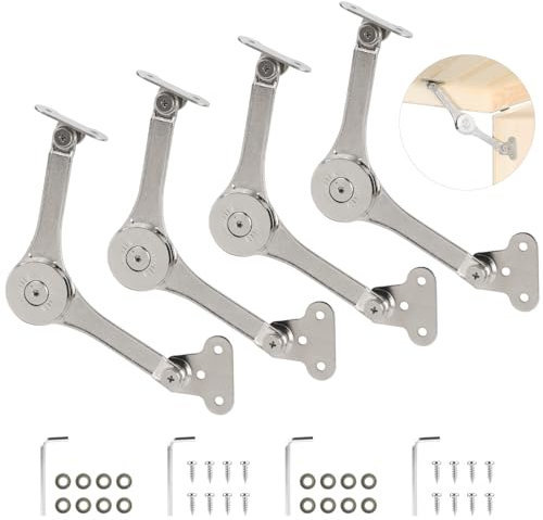 LALAGO 4 Stück Deckelstützscharniere, Klappscharnier Scharnier für Küchentür, Klappenhalter Klappenbeschlag Klappenstütze(Öffnungswinkel 75 ° / 90 ° / 110 °)