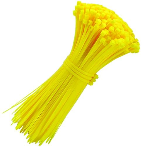 Cable Ties, 370mm x 4.8mm, Pack of 100, Yellow Premium Nylon Zip Ties, Multi-Purpose Plastic Tie Wraps, Secure Self-Locking Mechanism, for Home, Garden, Office and DIY