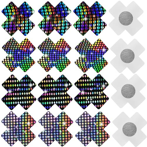 Brustwarzen abdeckungen sexy, 16 Pcs Paillette nippelpads schwarz Selbstklebende Cross Form Unsichtbar Dünn brustaufkleber Schwarz nippelabdeckung nippelkleber für Frauen Mädchen Party Kleid(Stil 2)