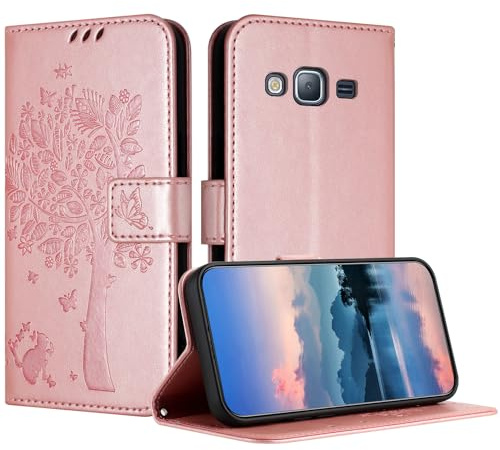 JayModCase Coque pour Samsung Galaxy J7 2016 / J710, Coque Portefeuille Housse Cuir avec Porte Cartes et béquille Fermeture magnétique Étui pour Samsung J7 2016 - Or Rose