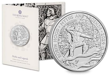 CrawleyCoins 2024 Robin Hood – Mythen und Legends £5 brillante unzirkulierte Münze in versiegelter Minzverpackung