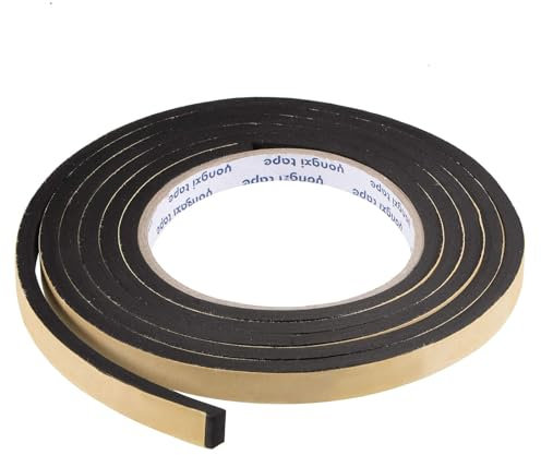 Recogwood Sealing Foam Tape 10mm(W) x 5mm(T) x 2M/6.56ft(L), Self Adhesive Weather Strip for Window Door Insulation