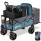 Sekey XXL Bollerwagen Faltbar mit Erweiterbarer Heckklappe 135L & 200L, Faltbarer Bollerwagen Klappbar Angelwagen Zusammenfaltbar aus Vier Richtungen bis 150KG, Flexi 4019, Blau mit Grau