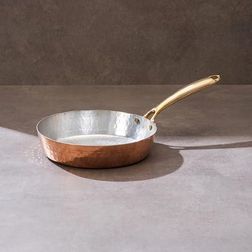 P-TAL Kupferpfanne mit Messinggriff, 100 % reines Kupfer für ayurvedische gesundheitliche Vorteile. Natürlich antihaftbeschichtet
