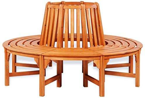 QZZCED Baumbank Ø 160 cm Holz, Outdoor Sitzbank Gartenbank für Terrasse Parkbank aus Terrassenbank Für Veranda, Balkon, Patio