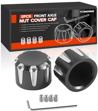 Lot de 2 cache-écrous de capuchon d'essieu avant, cache-écrou de capuchon de fourche avant compatible avec Harley Davidson 2002-2024 Softail Dyna Iron 883 Electra Glide Road Glide Street Glide