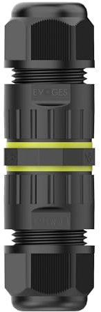 EVOGES IP68 Waterproof Outdoor Inline Cable Connector, 3 Pole, Ø3.5-10mm Cable Diameter, 0.5-1.5mm² Conductor, UKCA, UL, CE, TUV, RoHS Certified (1 Pack)
