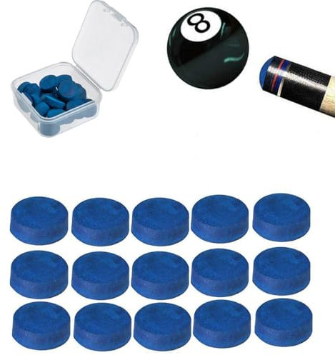 Cue Tips, 20 Pack 10mm Billiard Replacement Tips, Queue-Spitzen, Billard-Ersatzspitzen,Snooker-Queue-Spitzen mit transparentem Etui, für Snooker-Queues, Blau