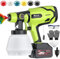 JiGiU Cordless Paint Sprayer with 21V Battery Fence Paint Sprayers HVLP Spray Gun Handheld Paint Gun 300W/ 1000ml/ 6 Nozzles/ 3 Patterns Paint Sprayer Adjustable Flow Control for Cabinet,Wall,Ceiling