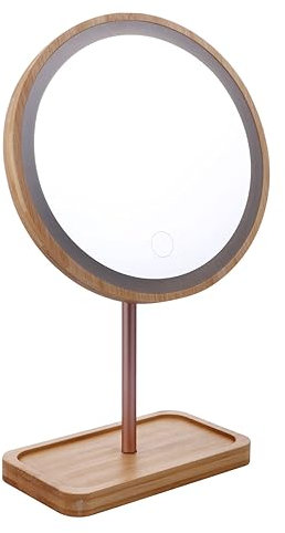 Baluue 1stk Schreibtischspiegel Aus Holz Tragbarer Led-Spiegel Led-schminkspiegel Reise Spiegel Tragbar Beleuchteter Kosmetikspiegel Runder Led-Spiegel Spiegel Für Schreibtisch Hölzern