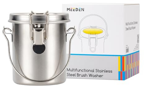 MEEDEN Portable Paint Brush Washer: Airtight Stainless Steel Artist Brush Cleaner for Oil & Acrylic Painting - Small