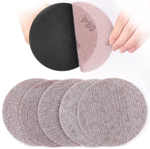 Sruhrak Treillis Feuilles Abrasive 125mm, 50 Pièces Papier a Poncer 80 Grains Abrasives Papier pour Ponceuse Vibrante Polir et Enlever La Rouille
