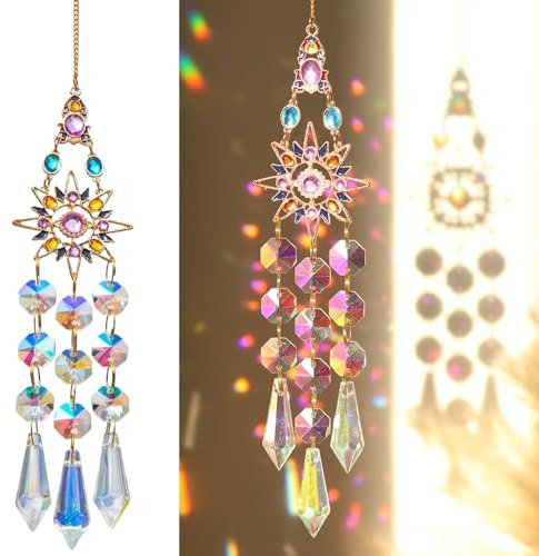 SNONESIY Sonnenfänger Suncatcher Fenster Kristall - Moderner Regenbogen Suncatcher - Transparent, verändert die Farbe je nach Licht - Hängend - Glas, Metall - Alltag, Diwali