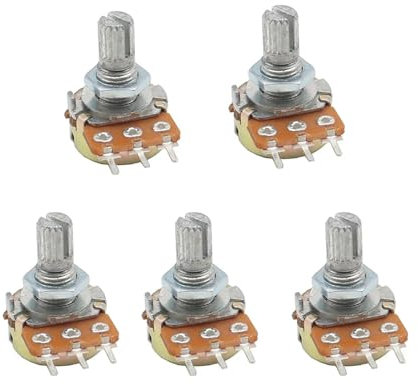 MURVE WH148 Linear-Potentiometer, 15 mm Schaft mit Muttern und Unterlegscheiben, 3-polig, WH148, B1K, B2K, B5K, B10K, B20K, B50K, B100K, B250K, B500K, B1M (100K Ohm)