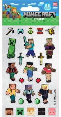 Minecraft (Charaktere) wiederverwendbare Aufkleberfolie, 25 Stück