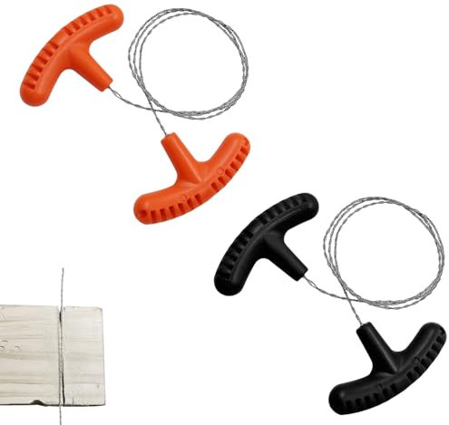 2 cables de corte con asa, 62-68 cm de acero inoxidable, sierra de cadena de mano para supervivencia al aire libre, camping, equipo de supervivencia, equipo de supervivencia, madera, sierra de cuerda