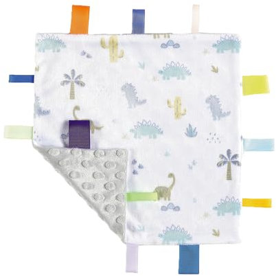 CREVENT Tag Sicherheit Decken für Babys, weiche kleine Loveys für Jungen, Baby Tröster sensorische Decke, große Geschenke für Geburtstag Baby-Dusche (25,4 x 25,4 cm Dino)