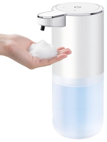 Automatic Soap Dispenser Touchless – 400ml Foaming Hand Soap Dispenser for Bathroom & Kitchen, Wall Mount or Countertop, 4 Adjustable Foam Levels, Rechargeable, IPX5 Waterproof