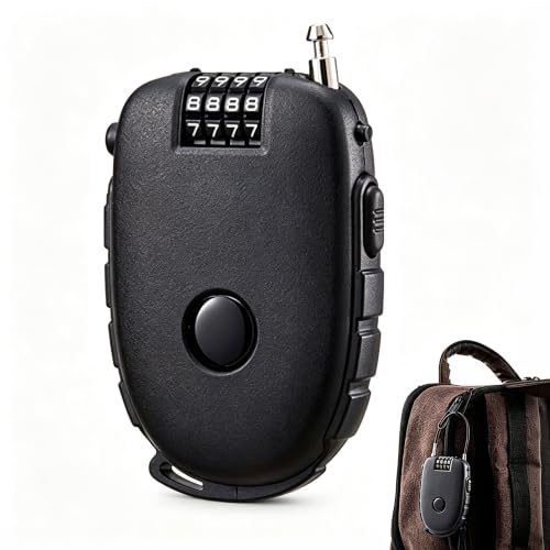 Kabelschloss Zahlenschloss, Zahlenschloss Mit 130 cm Drahtseil | Kompaktes Kabelschloss Mit Zahlencode Für Gepäck,Motorrad-Helm,Koffer,Fahrrad - 4-stelligem Zahlenschloss, Schwarz