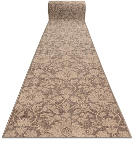 rugsx DJOBIE Läufer 4545/600 - Wollteppich - Teppich für Flur & Wohnzimmer beige/braun 85x220 cm