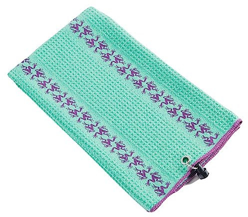 Frogger Golf Handtuch Waffle Trax Mikrofaser mit Tasche Latch-it, TRAX Towel with Bag Latch-It - Aqua Green/Amaranth, Aqua Green/Amaranth, 20 x 24