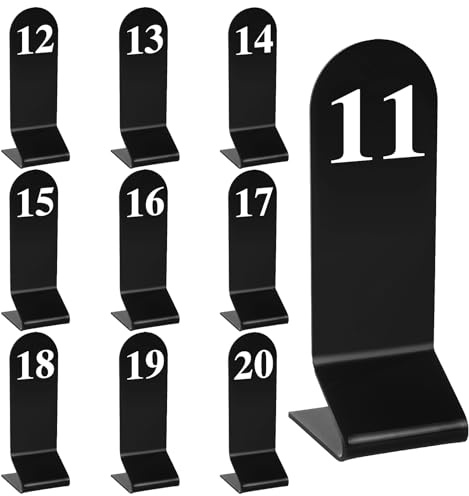 Aspire 10 Pièces Numéro de Tables en Acrylique Double Face de Mariage | Signe de numéros de Style de Tente Restaurant Carte de Numéro de Table Rouge/Noir numéro 1 à 60
