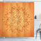 ABAKUHAUS Blatt Duschvorhang, Orange Mandala, Stoffliches Gewebe Badezimmerdekorationsset mit Haken, 175 x 180 cm, Orange