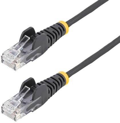 StarTech.com 0.5 m CAT6 Cable - Slim CAT6 Patch Cord - Black - Snagless RJ45 Connectors - Gigabit Ethernet Cable - 28 AWG (N6PAT50CMBKS)