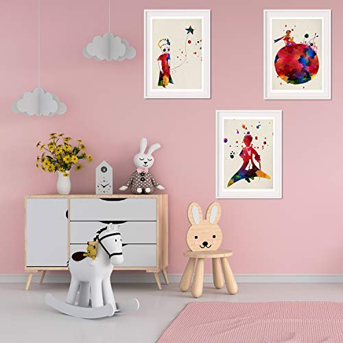 Nacnic Set von 3 Poster für Kinder und Kinderzimmer Nordic Style Size A3 Framework Der kleine Prinz mit schwarzem Rahmen