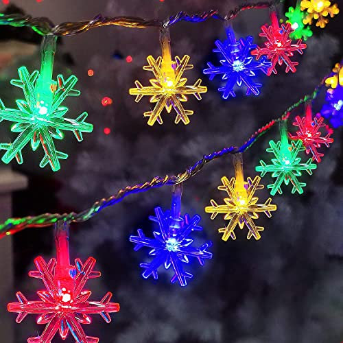 6 Meter 40LED Weihnachten Schneeflocke Lichterketten,Weihnachten Lichterkette,LED Lichterketten Batteriebetriebene,Wasserdicht Außen Innen Lichterketten für Zimmer Weihnachten Garten Beleuchtung