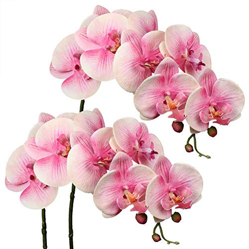 Briful Lot de 2 tiges d'orchidées artificielles de 72,9 cm - Fleurs artificielles roses pour décoration de maison, de fête de mariage