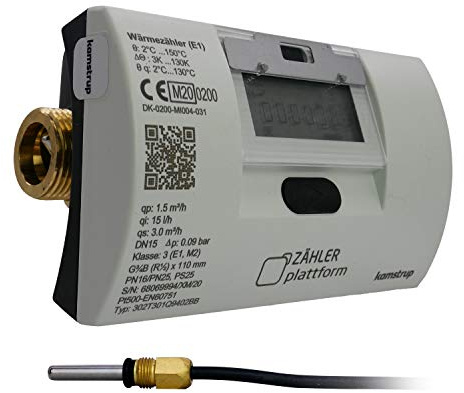 ZÄHLER plattform Wärmezähler Ultraschall Qn 1,5 m³/h, Baulänge 110 mm, TF Ø 5,2 Eichung 2026 gültig bis 2032