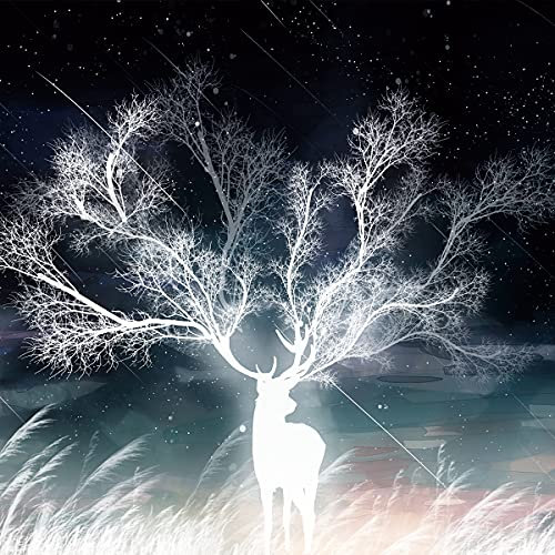 Wandteppich Wandbehang Hirsch,Wandbehang Wandtuch Elch Meteor Im Morgennebel,Abstrakte Kunst Tapestry Wall Hanging, Wandteppich Psychedelic Wanddeko für Schlafzimmer Wohnzimmer Wohnheim,130x150cm