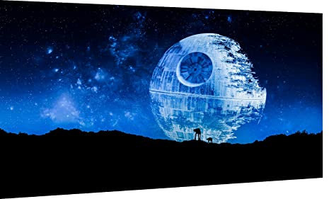 Magic Canvas Art - Bilder Star Wars Todesstern Film Leinwandbild 1- teilig Hochwertiger Kunstdruck modern Wandbilder Wanddekoration Design Wand Bild – A3702, Größe: 40 x 30 cm