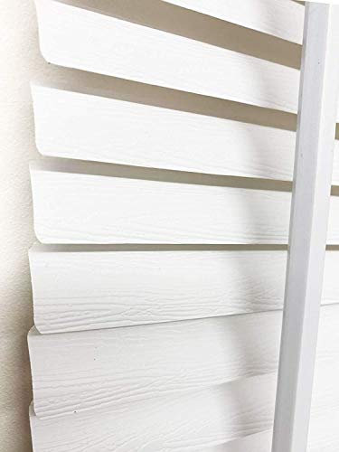 Ruby Deals Pvc Venetian Window Blind Easy Fit Wooden Effect Home Office Blinds (195cm wide (76.77) x 150cm, White-Wood Grain Effect)