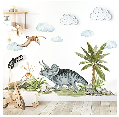 Grandora XXL Dinosaurier Wandtattoo für Kinderzimmer Wandsticker Jurassic World Tiere Wandaufkleber Deko DL855-2