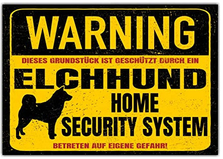 Elchhund Elch Jagdhund Dog Schild Warning Security System Türschild Hundeschild Warnschild