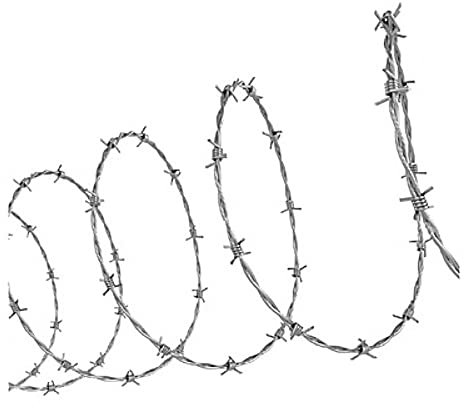 Mugar- Alambre de Espino Galvanizado en Caliente para Refuerzo de Seguridad de Vallados- Suministrado en Bobinas con Núcleo de Plástico y Asa (2mm-250m- Púas cada 8cm)