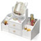 LEcylankEr Organizer Trucchi con Cassetti, Porta Trucchi Organizer da Bagno Bianco, Portatrucchi Organizzatore Trucchi con Specchiera per Toletta/Camera da Letto/Bagno (Specchio rotondo)
