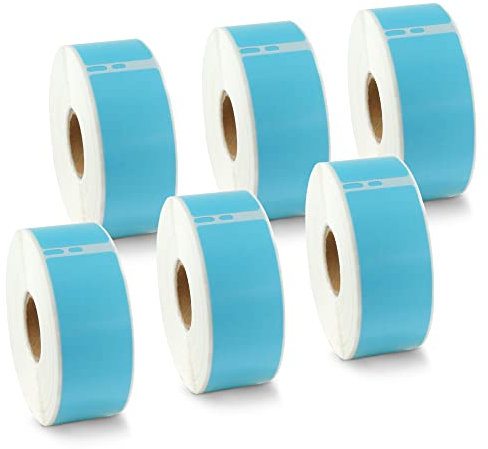 BETCKEY - 6 Große Rollen Blau Adressetiketten Kompatibel mit DYMO 99010(S0722370), 28mm x 89mm, 2100 Farbige Etiketten für LabelWriter 450, 4XL NICHT passend 550 oder 5XL