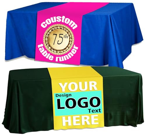 Personalisierte Tischläufer mit Geschäftslogo oder Text, Personalisierte Tischdecke Zeichen Party Geburtstag Hochzeit Display Supplies Oblong