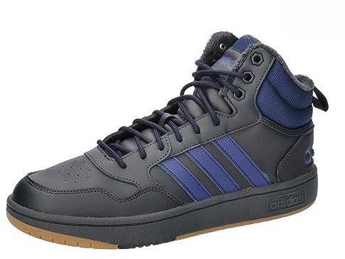 adidas Herren Hoops 3.0 Mid Lifestyle Basketball Classic Fur Lining Winterized Shoes Schuhe, Carbon/Dark Blue, 41 1/3 EU