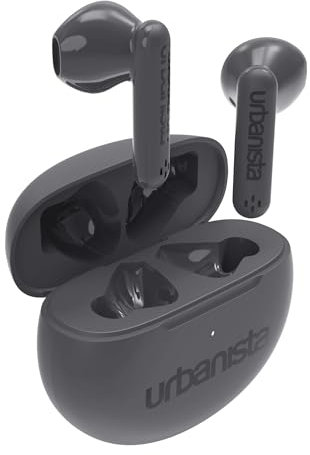 Urbanista In Ear Kopfhörer kabellos Bluetooth 5.3, IPX4 True Wireless Earbuds, 2 Mikrofone, 20 Std Spielzeit, Earphones mit Touch-Bedienung, TWS Headphones mit USB C Ladecase, Austin, Grau