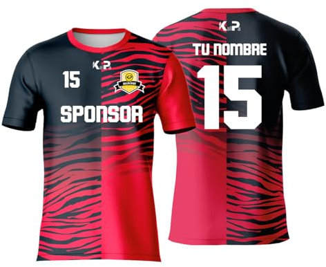 KALLPA Sport Camiseta Deportiva de fútbol Personalizada. Niños y Adultos. Solo Camiseta. Personaliza con Nombre, Escudo, número y Sponsor. (Modelo 29, One Size (XS - 5XL))
