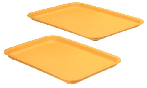 PATIKIL 12x9 Fast Food Vassoio 2pz Plastica Riutilizzabile Multiuso Rettangolo Vassoio Servizio per Caffetteria Ristorante Casa Cucina Giallo