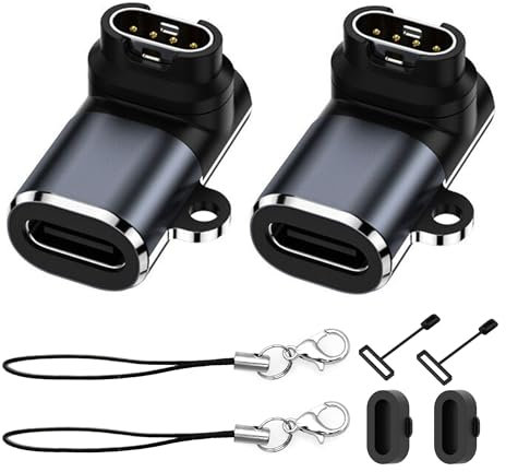 FirSea 2PCS Adaptador Tipo C para Conector de Cargador de Reloj Garmin, USB Tipo C Hembra a Cargador de Reloj Garmin Compatible con Garmin Fenix 7/7S/7X/6/6X/6S Forerunner 965/955/255