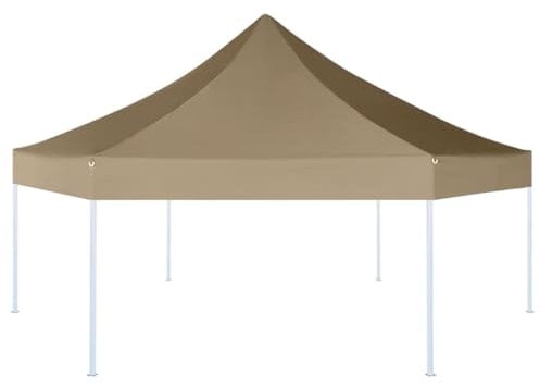 6-eckiges Pop-Up-Festzelt, faltbar, 3,6 x 3,1 m, Taupe, 220 g/m²